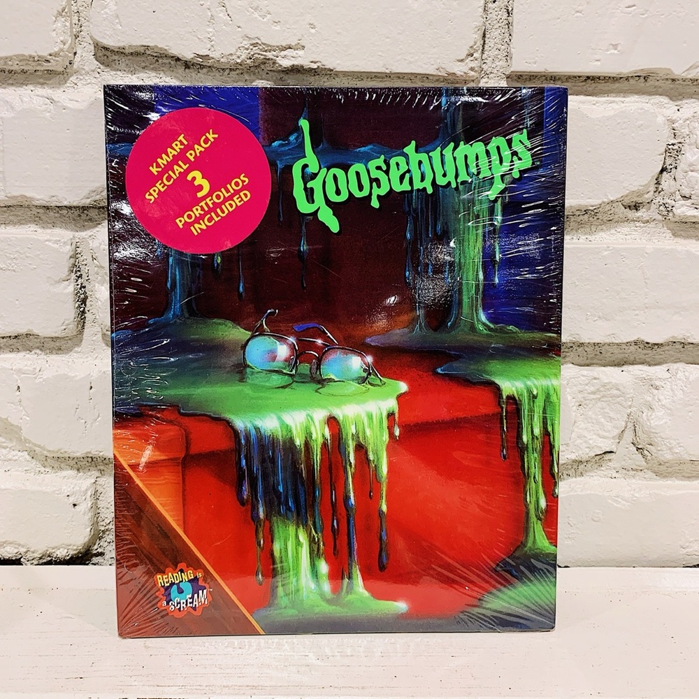 Rare vintage Goosebumps school folder featuring Monster Blood #3